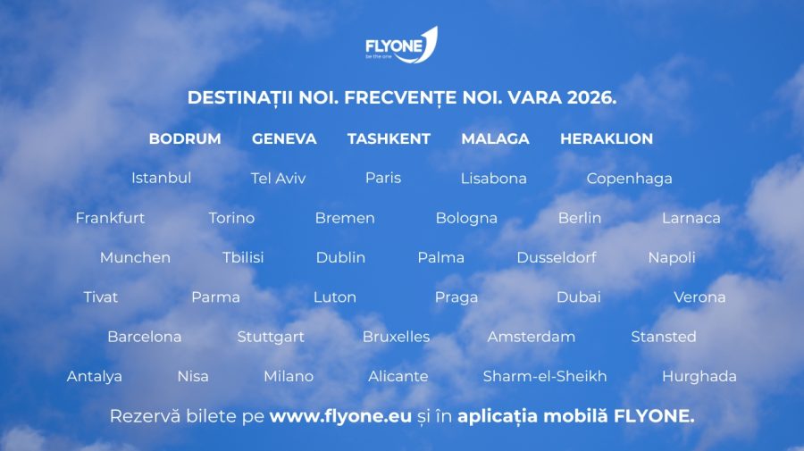 FLYONE lansează orarul de zboruri pentru 2026 și cinci destinații noi: Malaga, Geneva, Bodrum, Heraklion și Tashkent