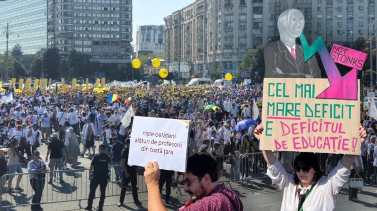 Protest de amploare în București. Mii de profesori din toată țara au plecat în marș spre Cotroceni