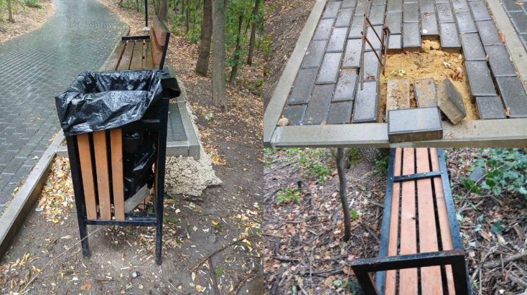 FOTO Vandalism într-un parc din Chișinău! Niște persoane necunoscute au distrus mai multe bunuri