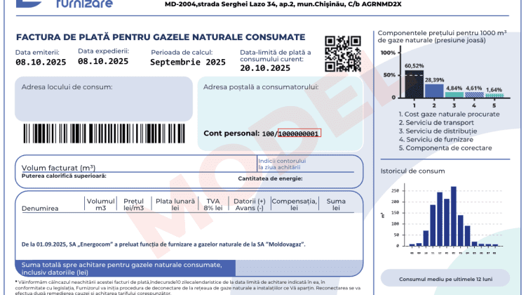 Moldovenii nu vor mai primi facturi de la Moldovagaz. Furnizarea și facturarea gazelor trec la Energocom