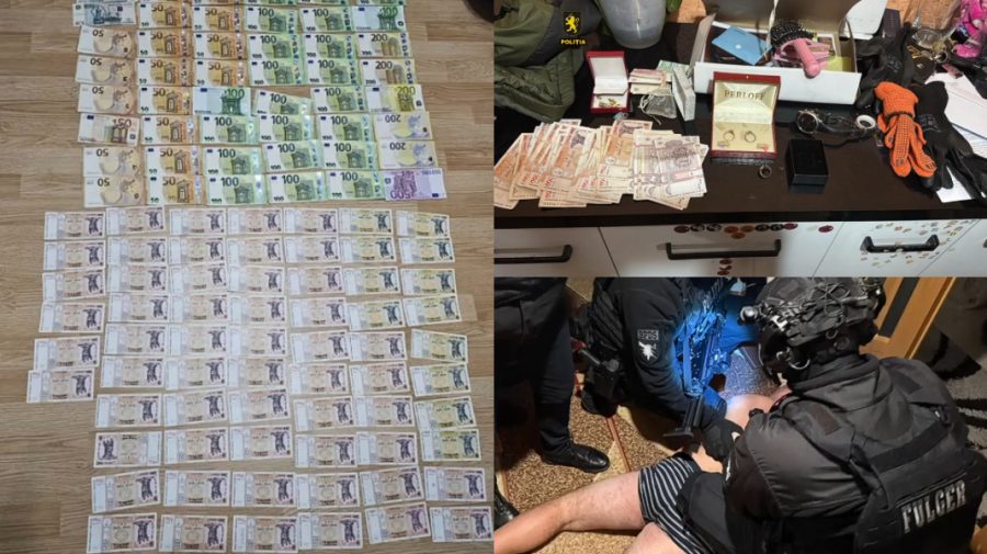 VIDEO Au forțat geamul unei locuințe și au furat mii de lei și euro! Cinci bărbați, încătușați de polițiști