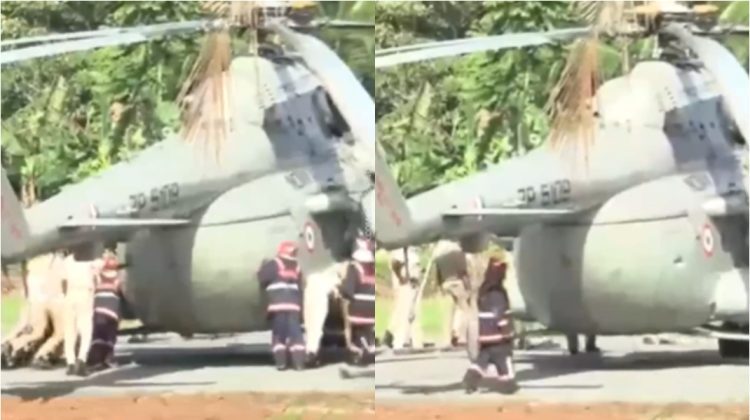 VIDEO Elicopterul președintelui Indiei, blocat în asfalt proaspăt: Polițiștii și pompirii l-au împins cu mâinile