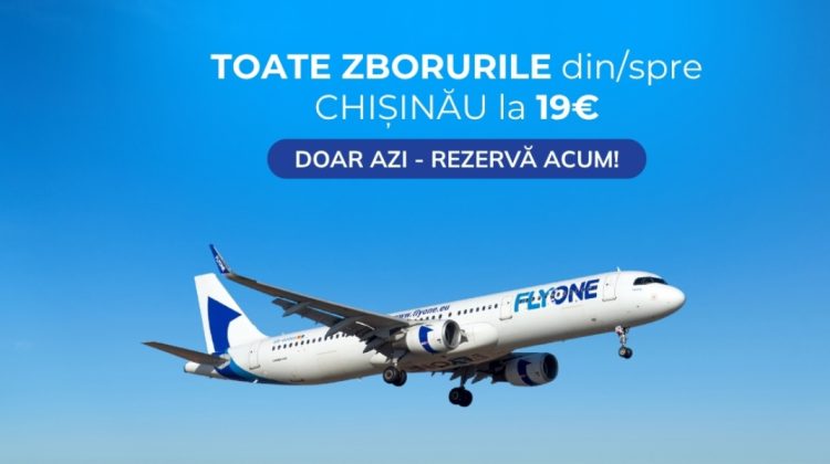 WOW! doar 19 EURO pentru toate destinațiile FLYONE din/spre Chișinău!