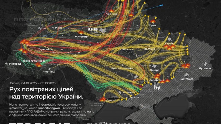 Rusia a bombardat Ucraina cu drone, iar unele ar fi traversat teritoriul Republicii Moldova