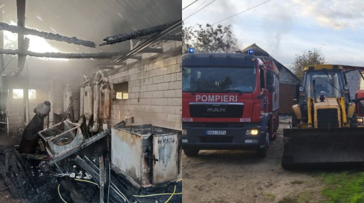FOTO Incendiu într-un depozit de producere a brichetelor din Căușeni. Mai multe bunuri distruse