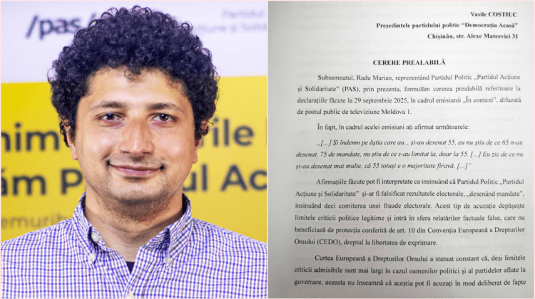 Plus o cerere prealabilă. Radu Marian îl somează pe Vasile Costiuc să-și ceară scuze pentru acuzațiile la adresa PAS