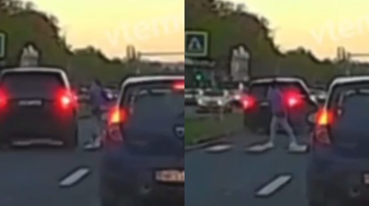 VIDEO Accident evitat în ultimul moment: Un șofer a fost amendat după ce nu a acordat prioritate pietonilor