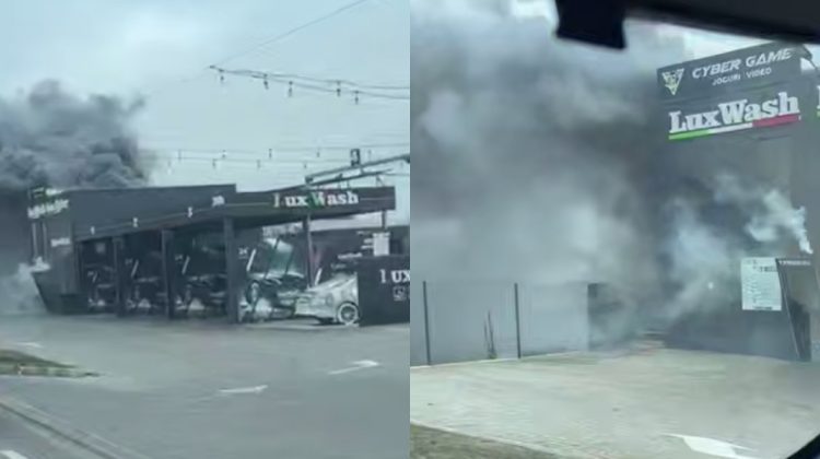 Dimineața a început cu panică. Spălătorie auto în flăcări la Strășeni
