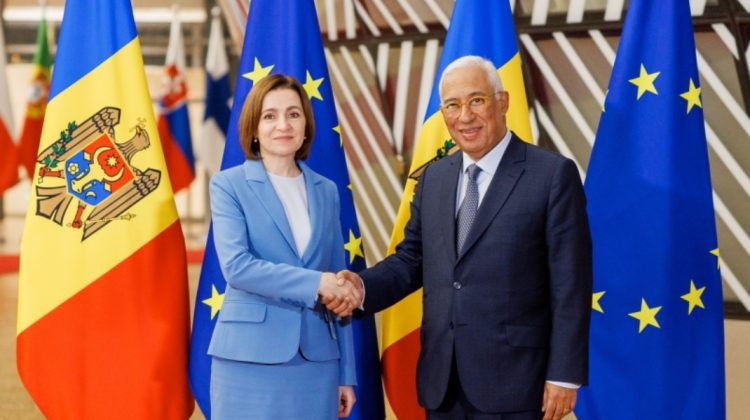 Maia Sandu, la Bruxelles: A discutat cu António Costa despre procesul de aderare al Moldovei la UE